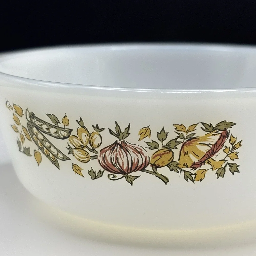 Anchor Hocking Fire King Onion Peas Veggie Mushroom Mini Casserole Dish Bowl